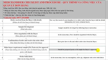 Quy trình và công việc của quản lý đơn hàng ngành may | Merchandiser checklist and procedure