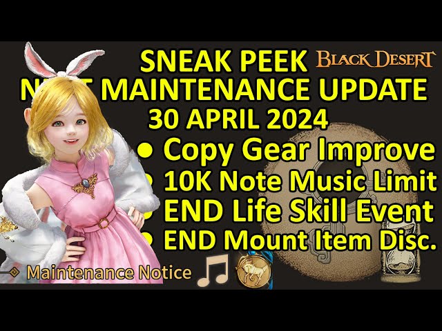 Copy Gear Improvement, 10000 Note Music Limit, Ending Event (BDO Sneak Peek, 30 April 2024) Update class=