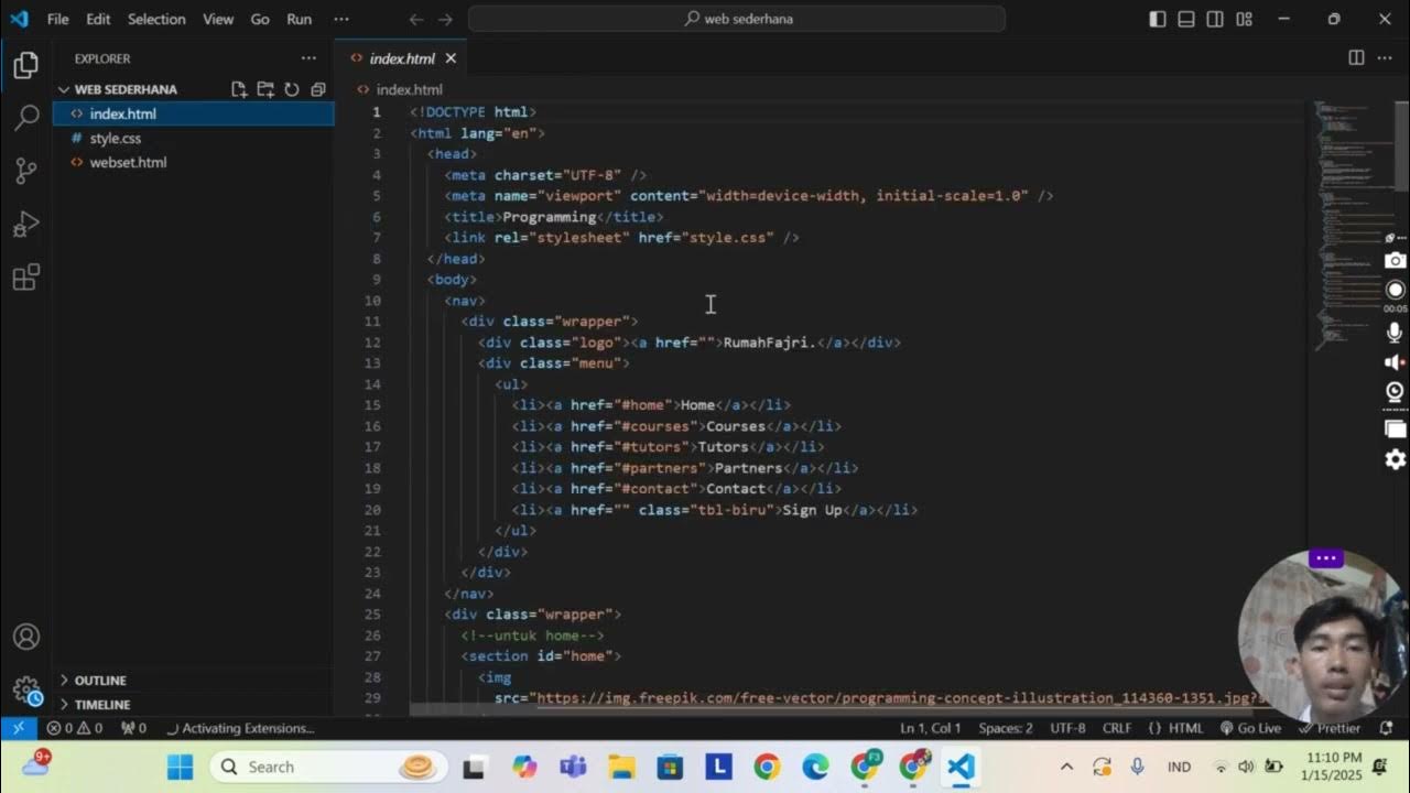 hasil codingan web sederhana menggunakan vsc httm!! - YouTube