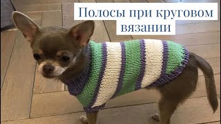 Как связать полосатый свитер без «ступенек» при смене цвета
