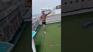 Playing mini golf only using our feet! #funny #golf #feet #challenge