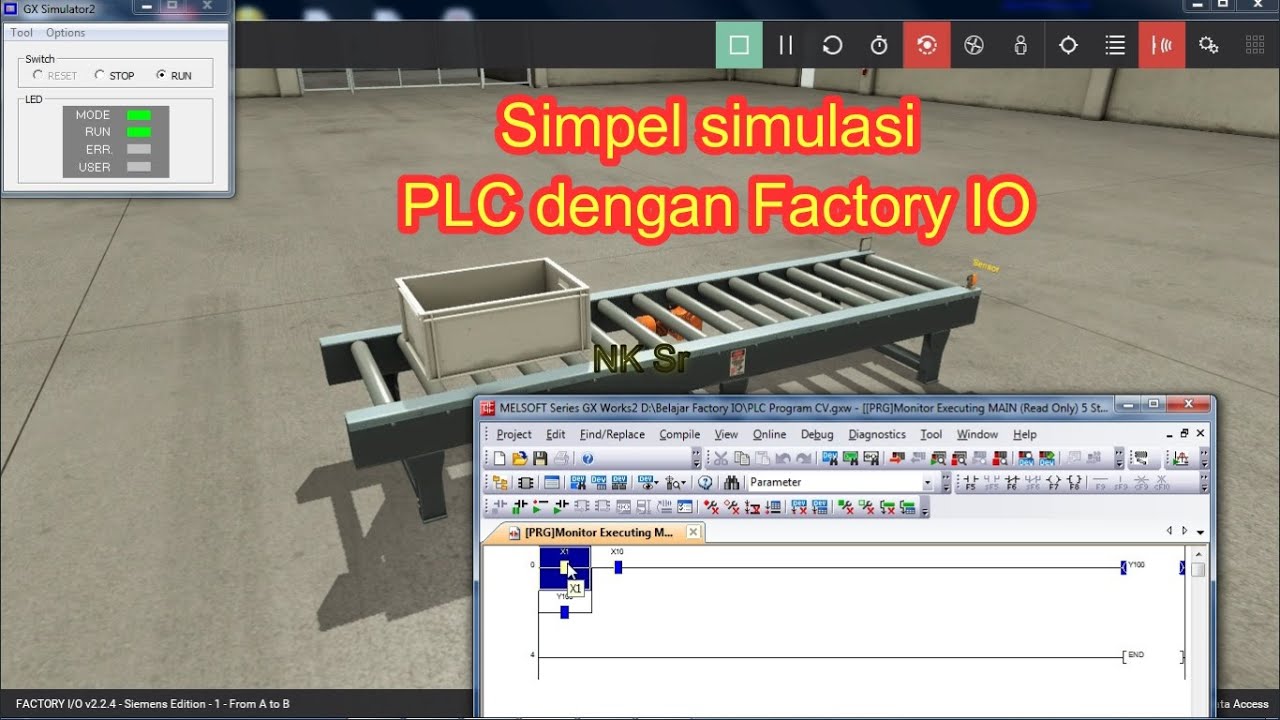 2020 Simple Factory IO Conveyer simulasi PLC Mitsubishi dan MX OPC ...