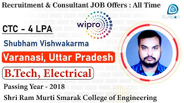 Congrats, Subham |Selected in WIPRO Technologies| 4 LPA |ELECTRICAL ENGINEER, Passing 2018| Varanasi