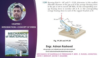 1.24 Determine the smallest allowable diameter of the pin at B | Mechanics of Materials Beer & John