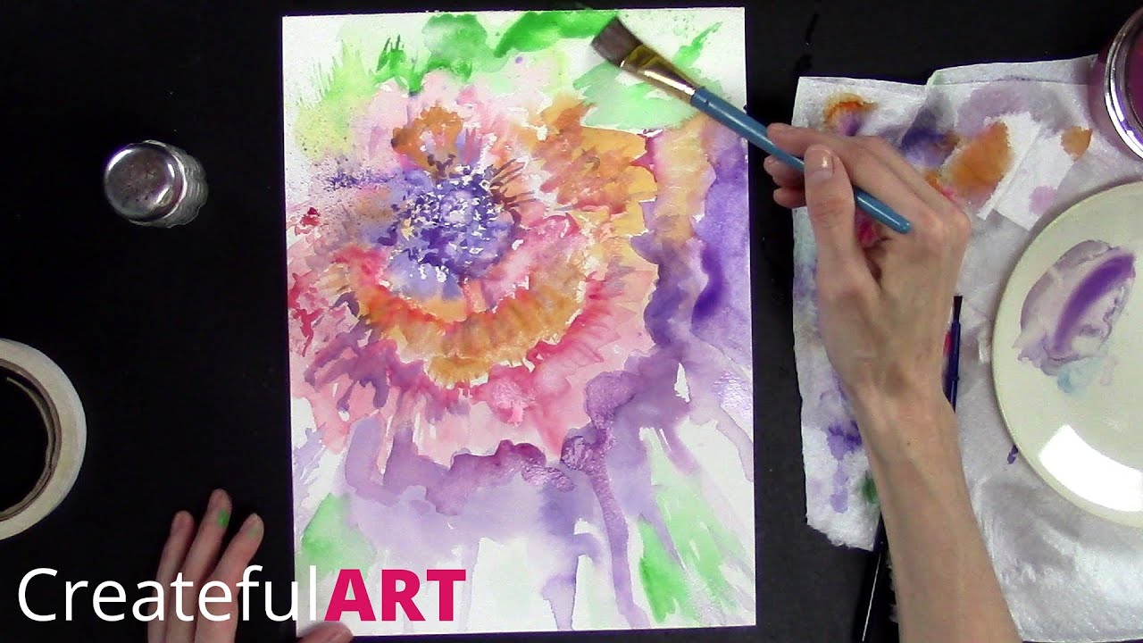 How To Paint an Abstract Flower with Watercolors YouTube