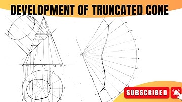 Surface development of truncated cone | engineering drawing.