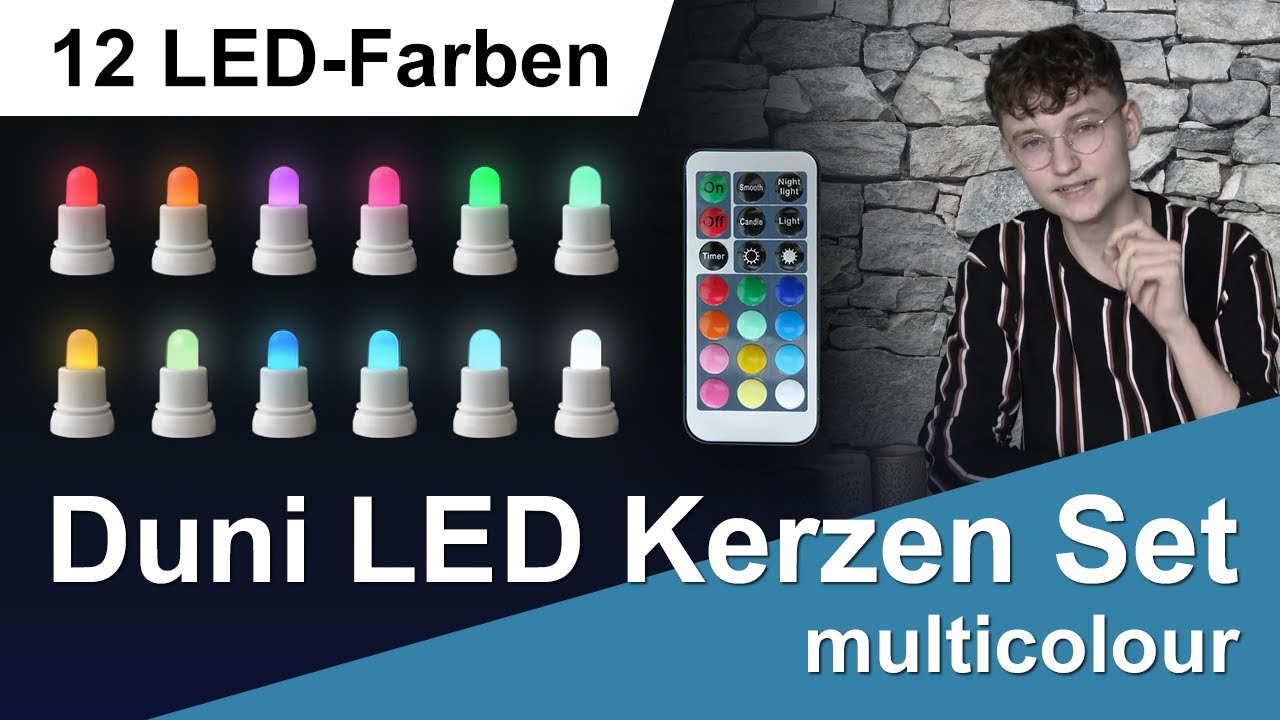 Minde om orm vores Duni LED Kerzen Set multicolour Vorstellung - Hertie - YouTube