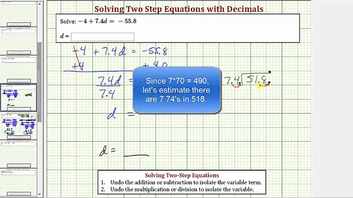 Ex: Solve a Two Step Equation with Decimals -a+bx=-c