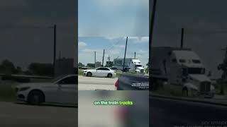 Semi-Truck vs Train: Texas Donut Shop Chaos Caught on Camera! #shorts