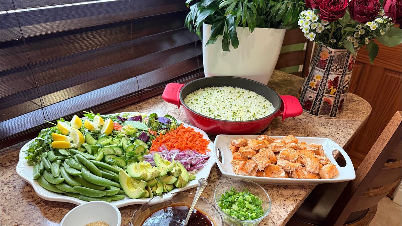 Midweek Shenanigans! Making Salmon Bowls and Chocolate/Almond Croissants 🥐. 