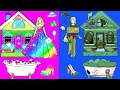 Abandoned House Vs Rainbow House - Barbie's New Home Papercraft | Woa Paper Dolls Dress Up