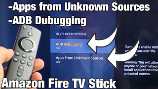 fire tv stick: turn adb debugging or apps from unknown sources on or off