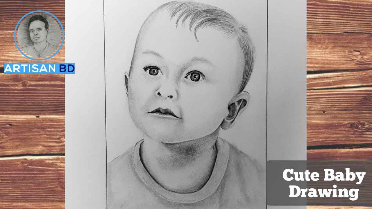 pencil drawing face baby boy || how to draw a cute baby boy for ...