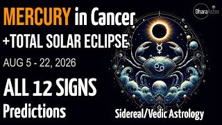 Mercury in Cancer Aug 2026 | Total Solar Eclipse - All Zodiac Signs | Vedic Astrology