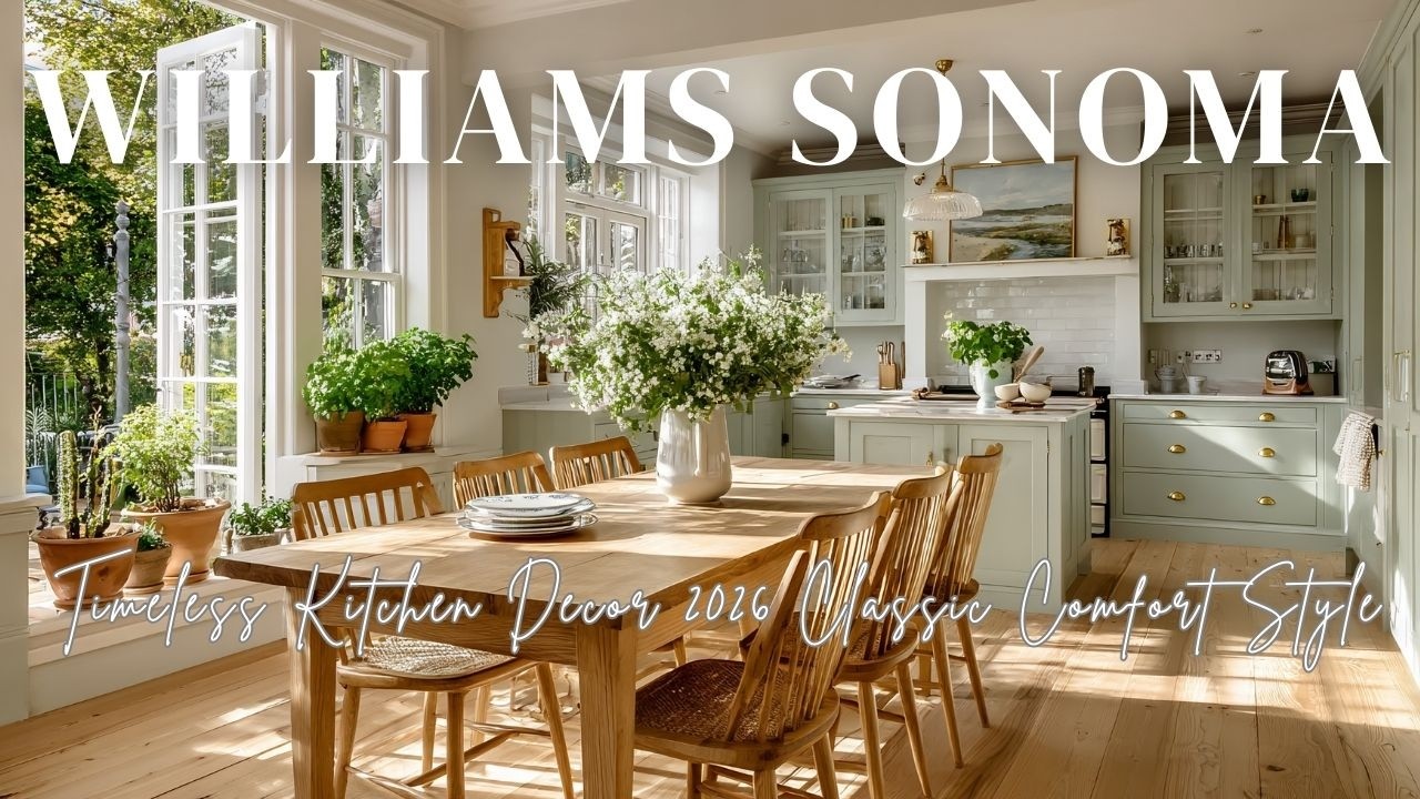 Неподвластный времени декор кухни 2026 от Williams Sonoma в классическом стиле, обеспечивающем ко...
