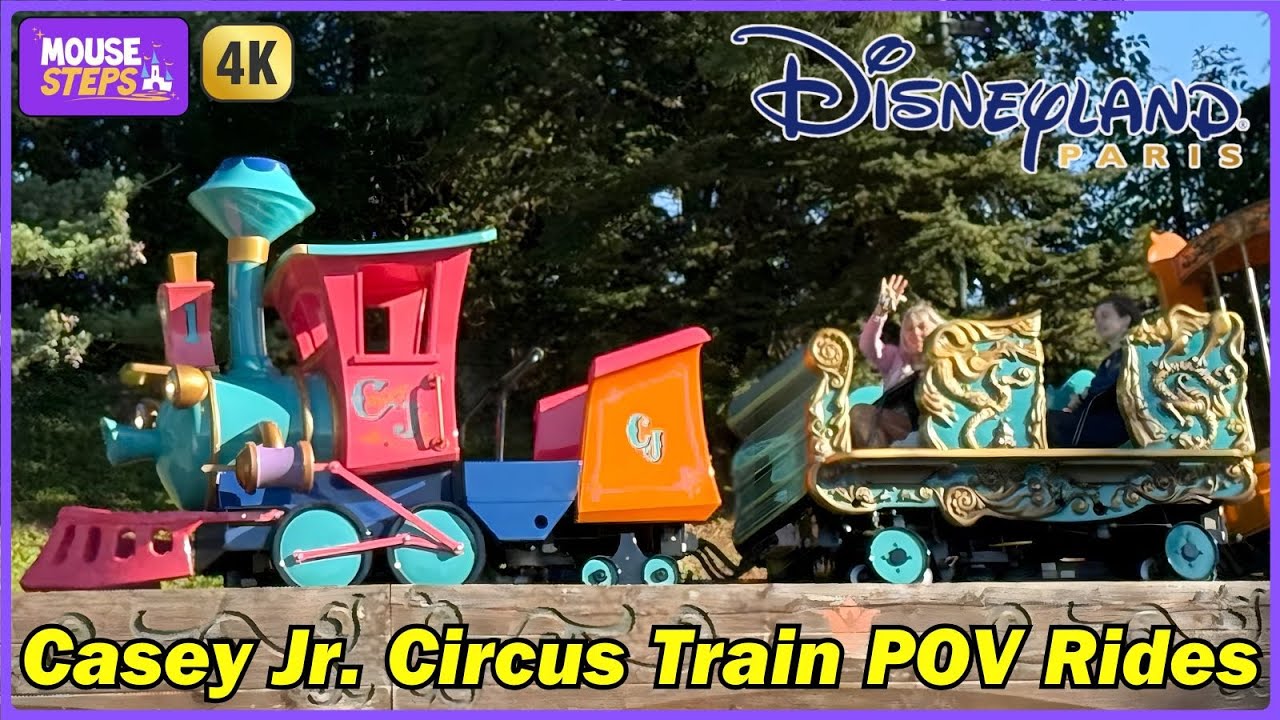 Casey Jr. Circus Train Coaster Full POV Ride Experience at Disneyland Paris (2 Rides) - 4K