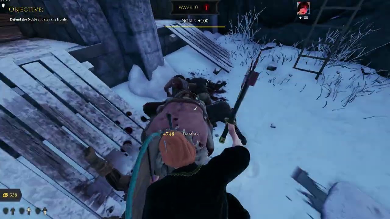 Mordhau Horde, mountain peak map Tanker build Shield Fighter Play