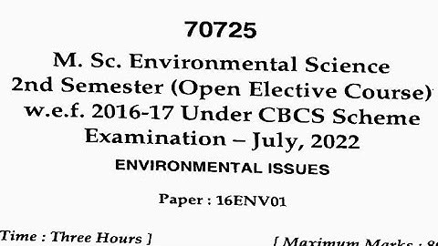 Environmental Issues Question Paper 2022 | Msc Biochemistry | MDU Rohtak University