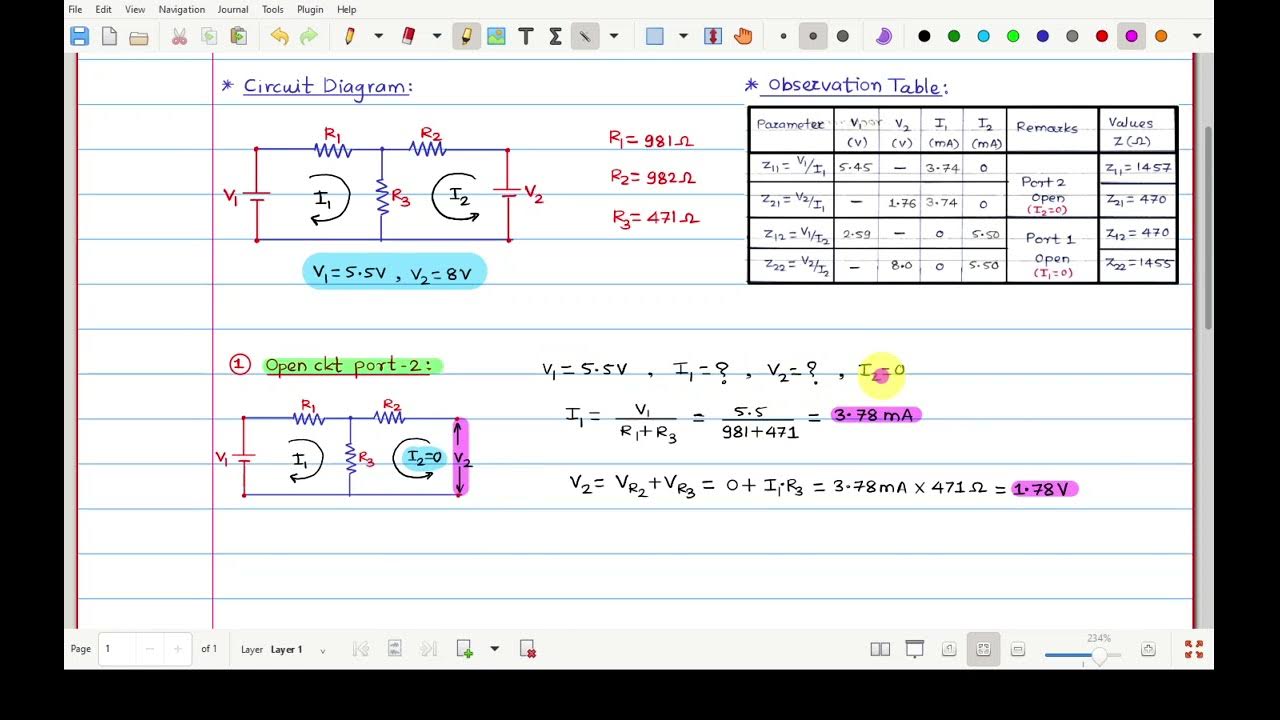 How to calculate ZParameters (Open ckt Impedance Parameters) for a 2Port Network. (PartII