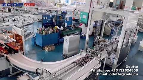 Our fully automatic case packing line for sanitary napkins