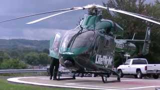 MD900. MD 900 Explorer Helicopter full sound start up and take off.  Allegheny Life Flight N905LF.