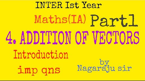 Inter Ist Year mathsIA ADDITION OF VECTORS part1 by NAGARAJU Sir /Introduction