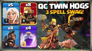 BEST Th14 Queen Walk Super Hog Rider Attack | Th14 Twin Hog | Th14 Attack Strategy Clash of Clans