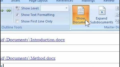 How to quickly delete a subdocument in Word