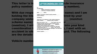 Bike Insurance Claim Request Letter