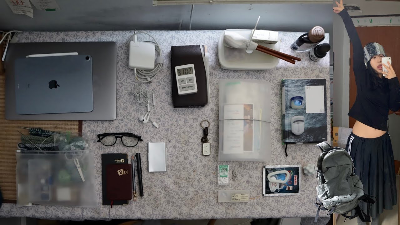 Pack my work Bag with me 비싼 건 하나도 없지만, 세련된 가방 싸기 |무인양품, 다이어리, 도시락, 책, 뜨개.essentials.What's in my bag