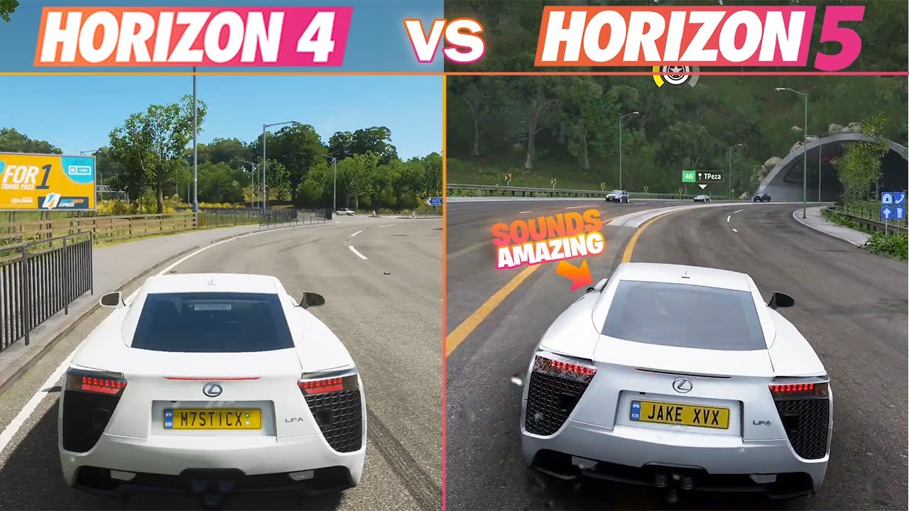 Forza Horizon 5 - 4 Lexus LFA Sound Comparison with Tunnel Sound (FH 5 VS FH 4)