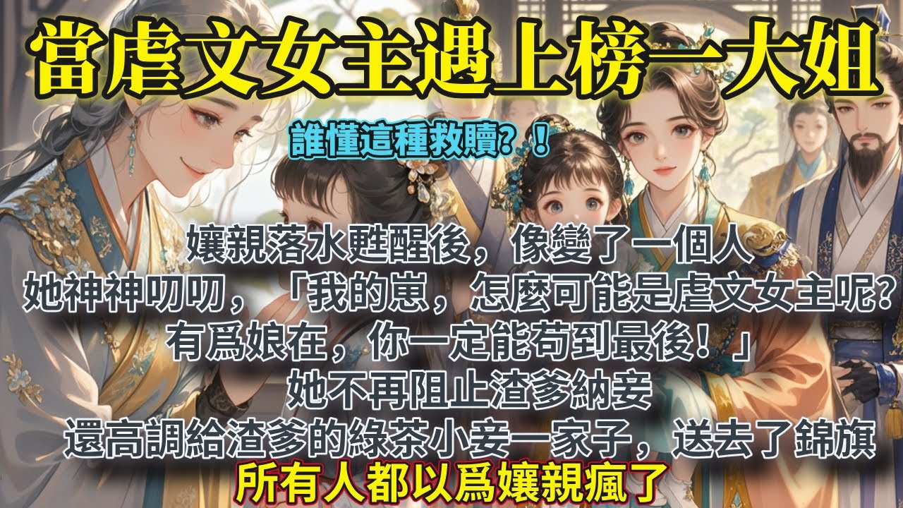 完結母愛溫暖文：孃親落水甦醒後，像變了一個人。她神神叨叨，「我的崽，怎麼可能是虐文女主呢？有娘在，你一定能苟到最後！」她不再阻止渣爹納妾，還高調給渣爹的綠茶小妾一家子，送去了錦旗。所有人都以爲孃親瘋了