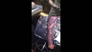 Spartan Greek Mythology Tattoo Sleeve — Session 3 | Black & Grey LIVE ⚔️