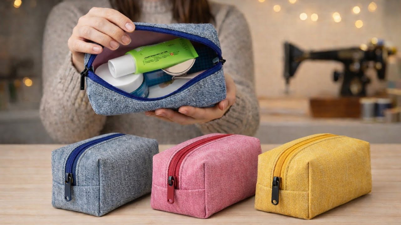 Don’t Throw Away Old Jeans! Make This Cute Makeup Bag 😍