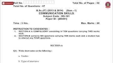 BSC IT 1ST SEM COMMUNICATION SKILLS B DEC 2018 | PTU