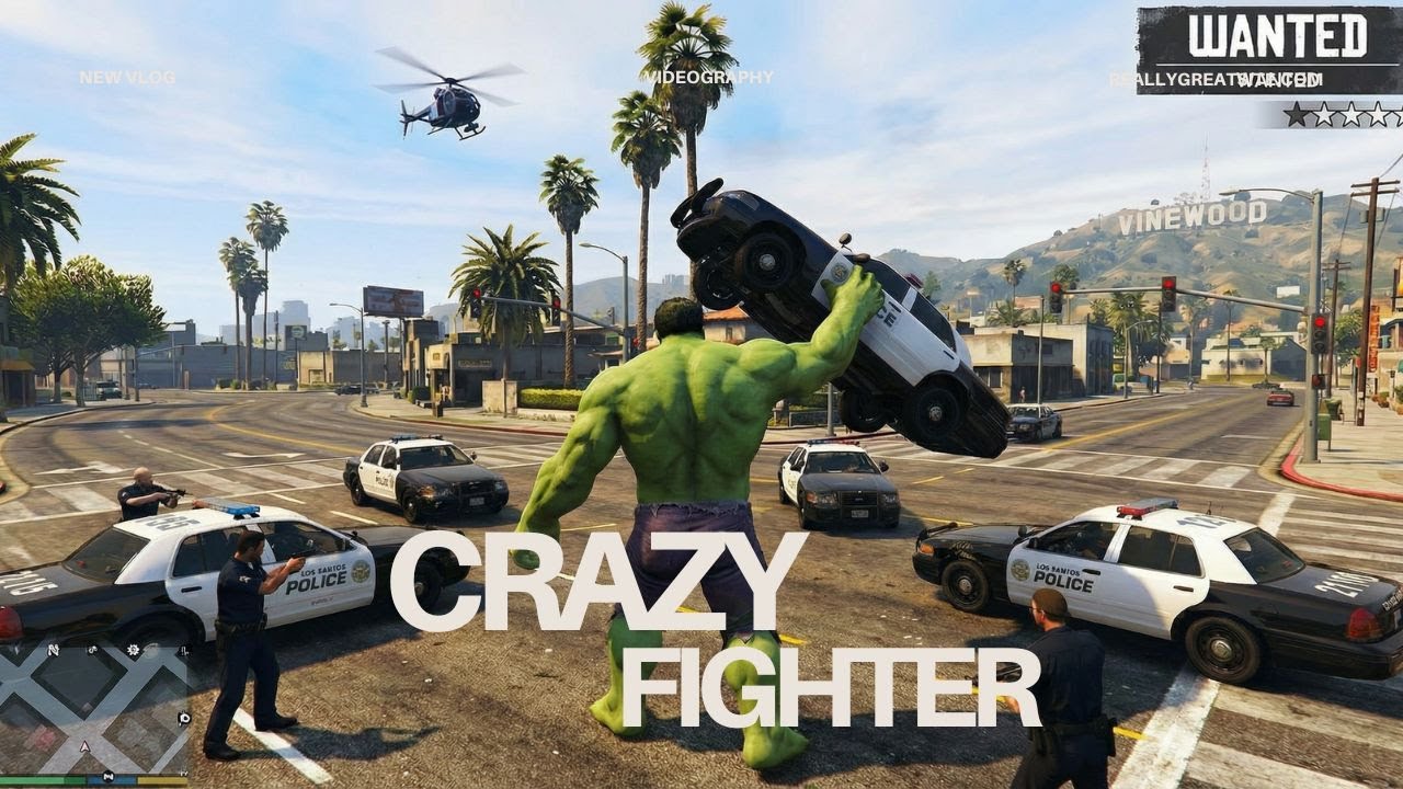 GTA 5 Hulk vs Police | Crazy City Destruction & Epic Fights (Hulk Mod)