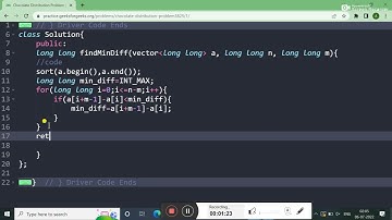 Chocolate Distribution Problem || GFG || IN C++ || DATA STRUCTURE AND ALGORITHM