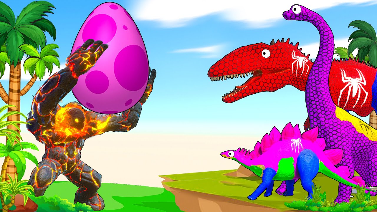 5 Giant Duck Cartoon,Cow,Elephant,Tiger,Lion,Dinosaur,Paint Wild Animals Crossing Fountain Animation