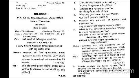 Law of taxation question paper previous year BALLB 10TH SEMESTER CCSU June 2022 #ccsuexam2022