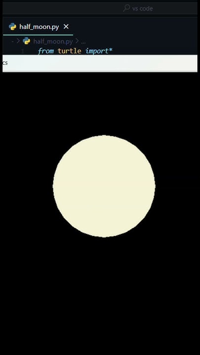 Half moon 🌙 using #pythonturtle #new #coding #turtle #shorts #moon # ...