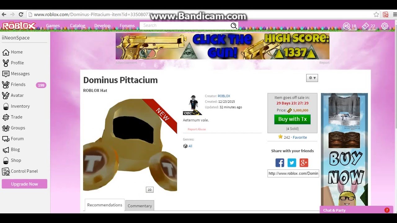 roblox limited dominus pittacium (tix dom), Video Gaming, Gaming  Accessories, In-Game Products on Carousell