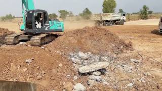 Excavator destroys part of drain wall - Nimitt Excavator- Excavator loading trucks #Ep
