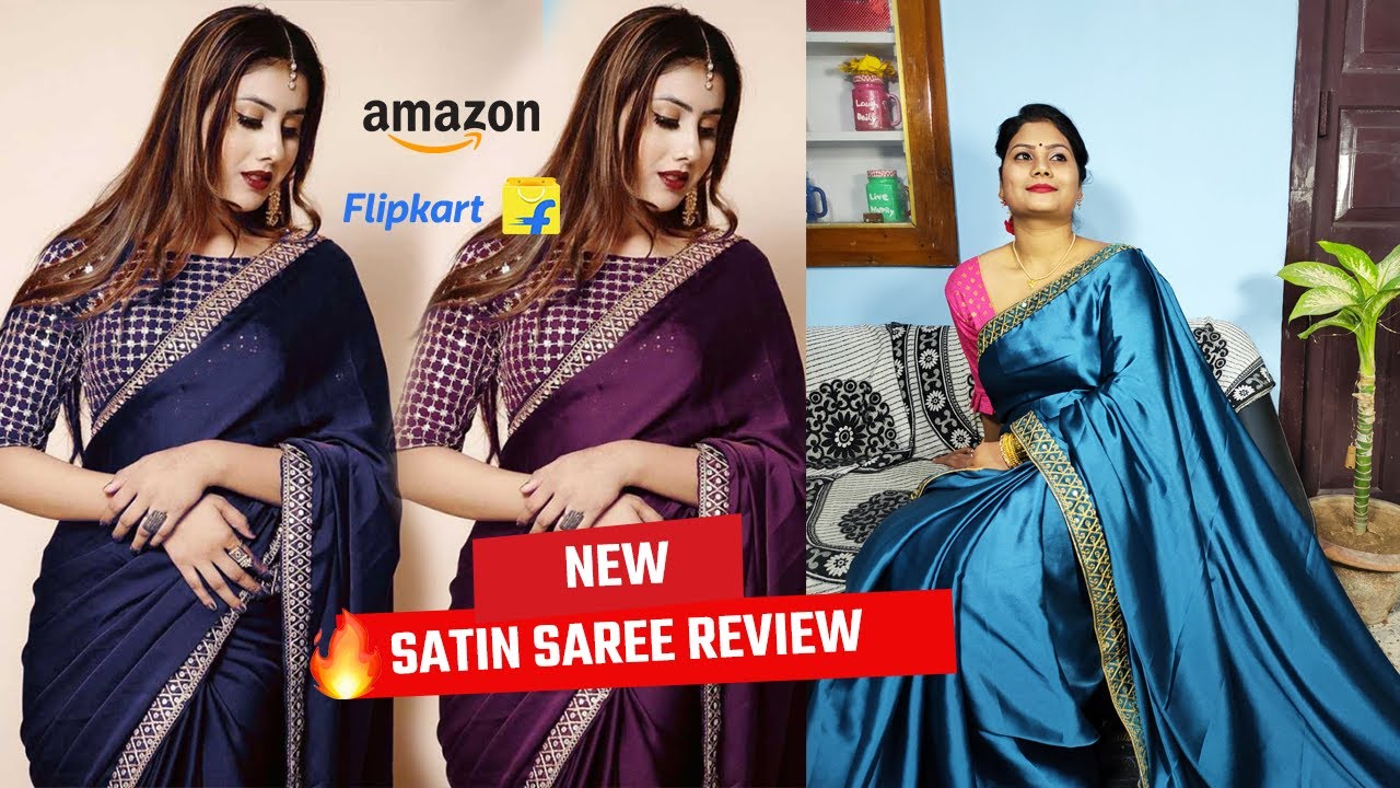 Bollywood Silk Saree review under 500 Flipkart/amazon Satin Saree double shaded satin saree haul