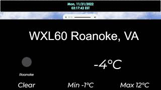 NOAA Weather Radio WXL60 Roanoke, VA | 3:10 AM to 3:25 AM