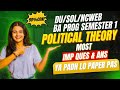 DU SOL/NCWEB Semester 1 Political Theory Most Important Questions with Answers 2026