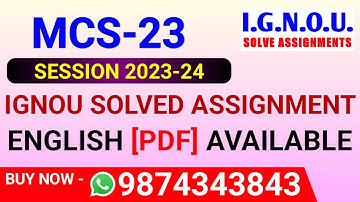 MCS 23 Solved Assignment 2023-24 in English, MCS-23 Solved Assignment 2024, MCS 23 Assignment