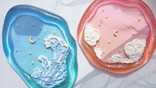 This is definitely crunching ASMR..⭐🎨 Let's do texture painting at home!!A shiny resin painting tray