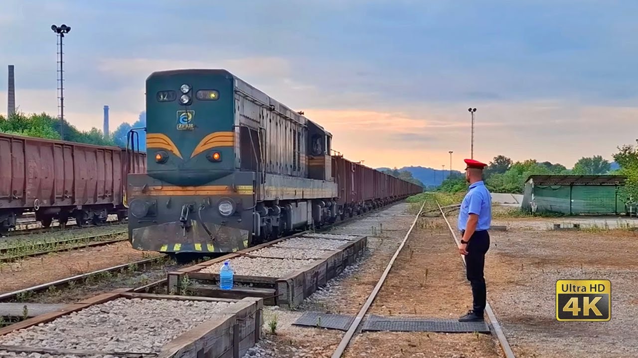 Adventurous freight train ride in Eastern Bosnia - Wagons on fire, train coupling, firefighting [4K]