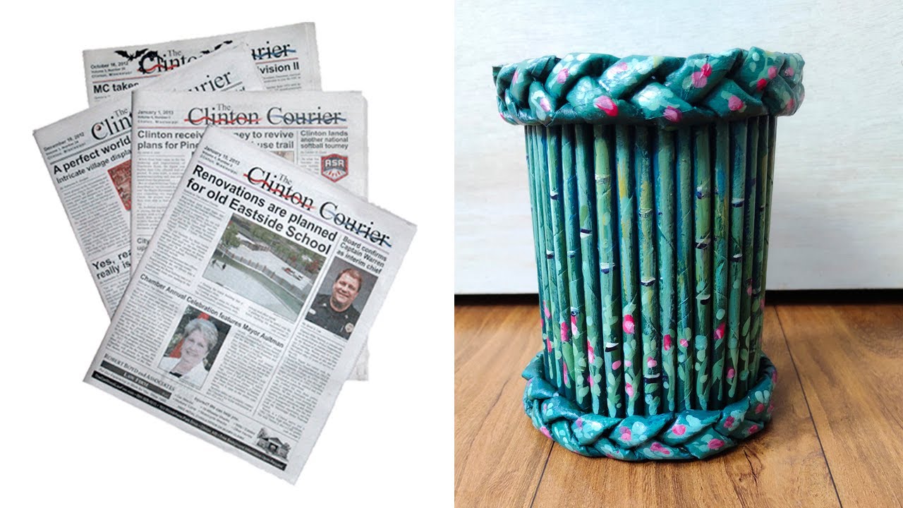 Newspaper Pen Stand Holder | Newspaper Craft Ideas | Best out of waste ...