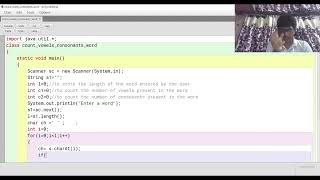 count vowels and consonants in a word | string | java | ICSE X | class 10 |computer applications